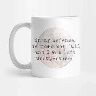 Full Moon Unsupervised Watercolor Quote Mug